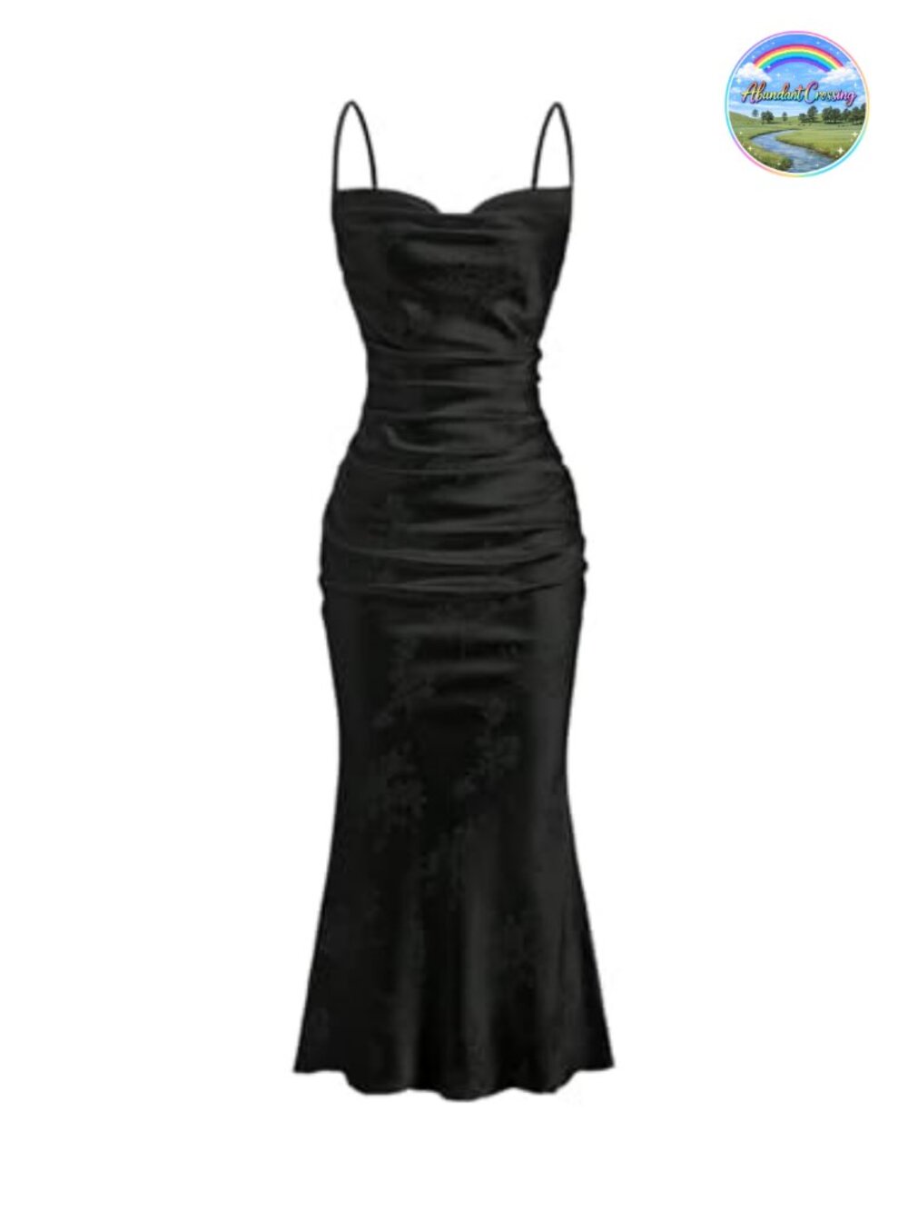 Spaghetti Strap Cowl Neck Sleeveless Satin Silk Midi Slip Dress